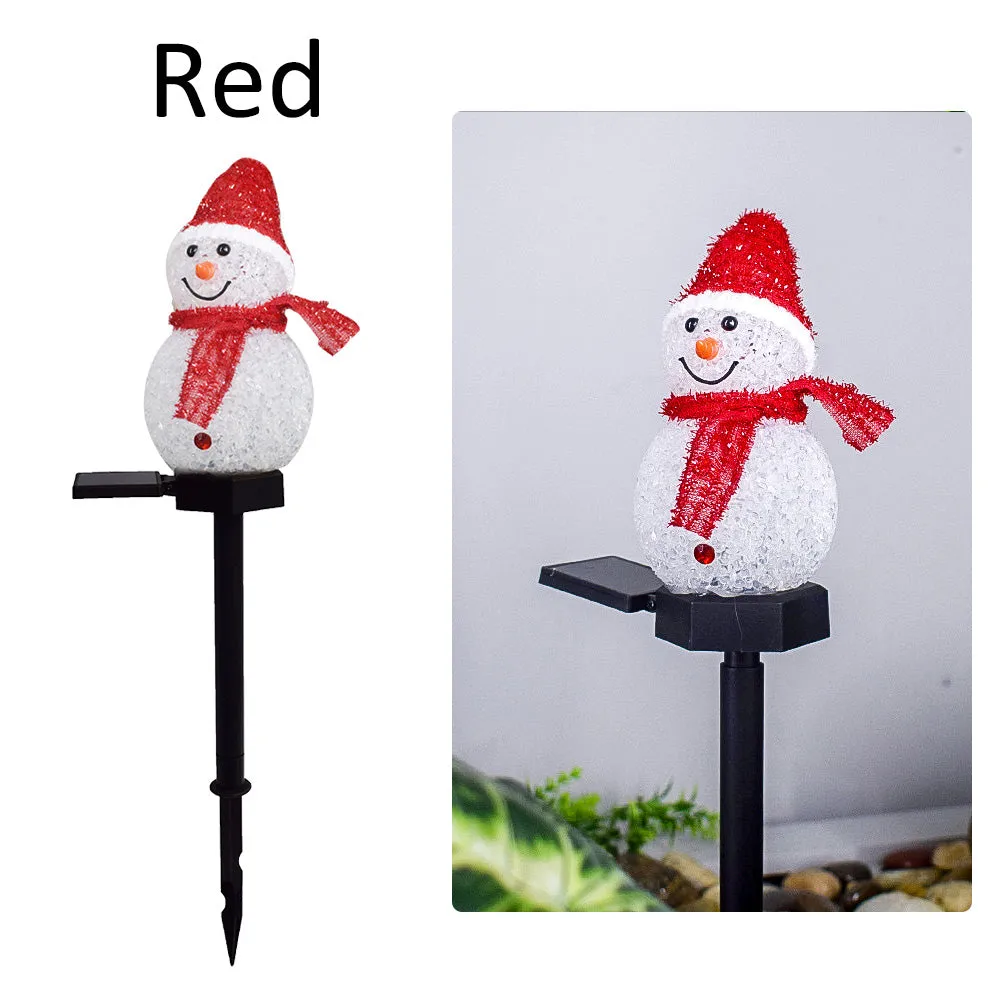 Solar Powered Christmas Snowman Stake Light Garden LED Lamp