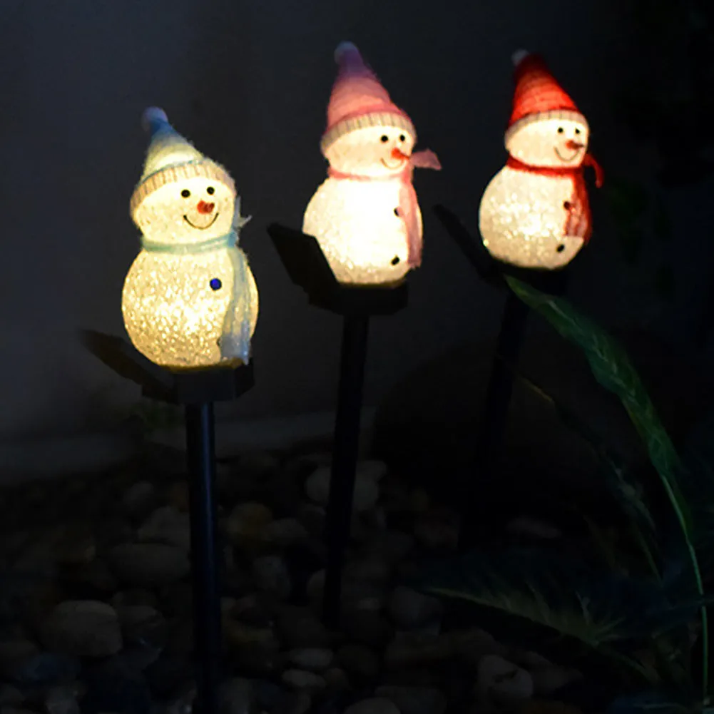 Solar Powered Christmas Snowman Stake Light Garden LED Lamp