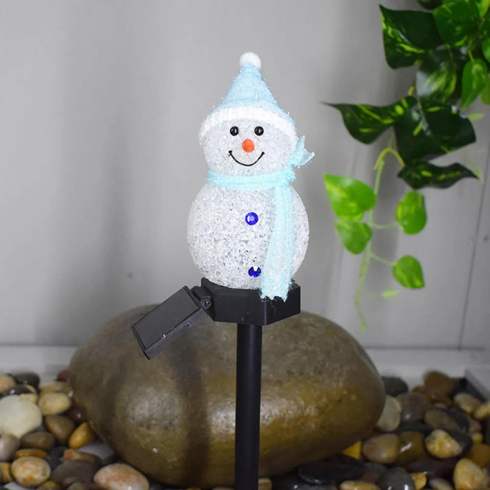 Solar Powered Christmas Snowman Stake Light Garden LED Lamp