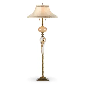 Steve Floor Lamp F118V68 by Kinzig Design, Cream, Gold, Brown, Blown Glass, Silk Shade