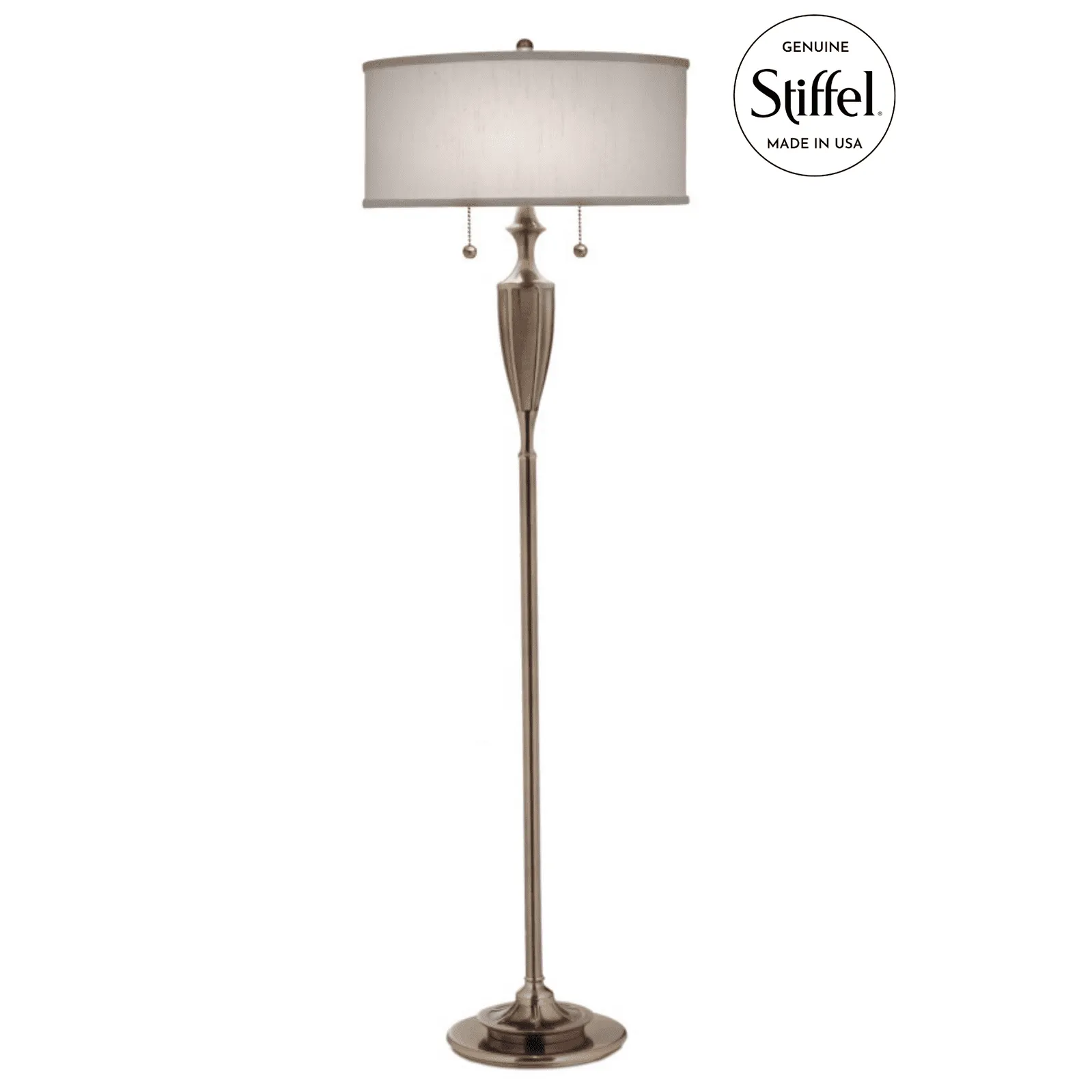 Stiffel Double Pull Chain Floor Lamp in Burnished Brass