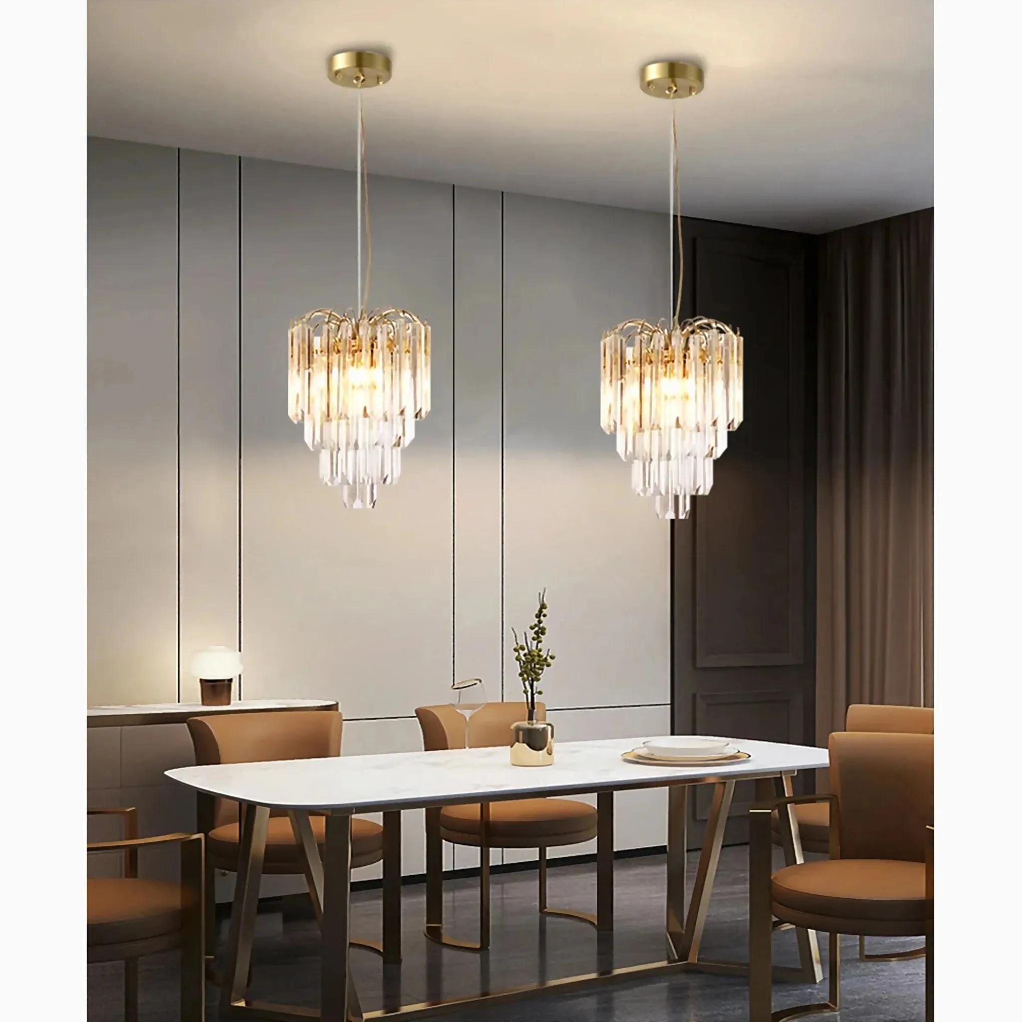 Stylish Luxury Gold Crystal Pendant Chandelier