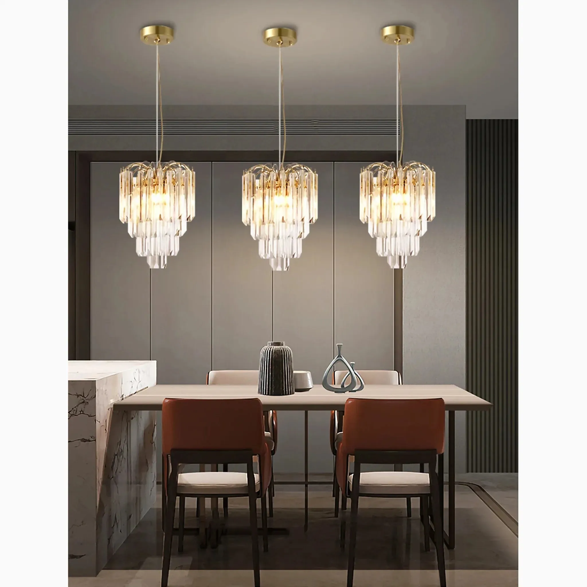 Stylish Luxury Gold Crystal Pendant Chandelier