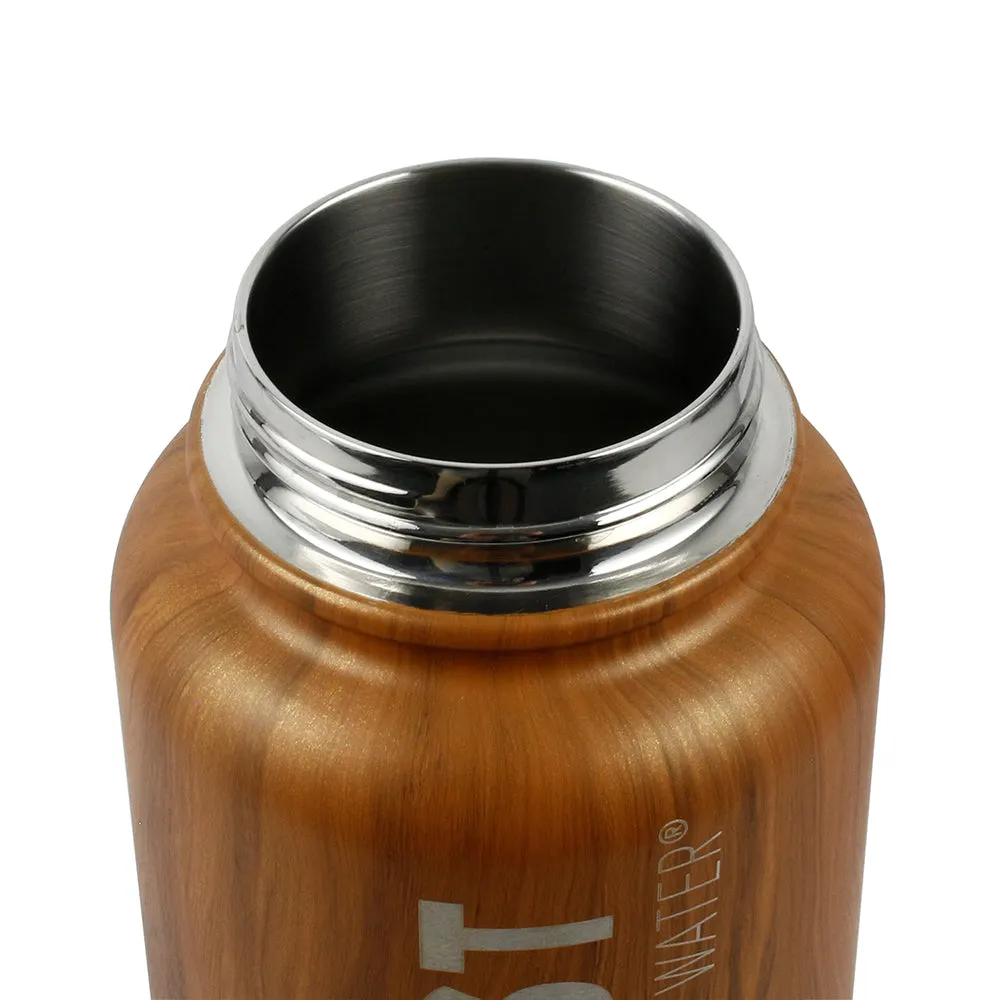 The Coldest Sports Water Bottle 32oz Straw Lid Stainless Steel Executive Wood