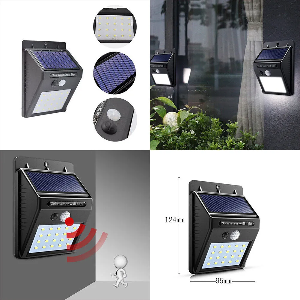 US 4-8 Pack 20 LED Solar Wall Light Motion Sensor Waterproof Outdoor Path Lamp