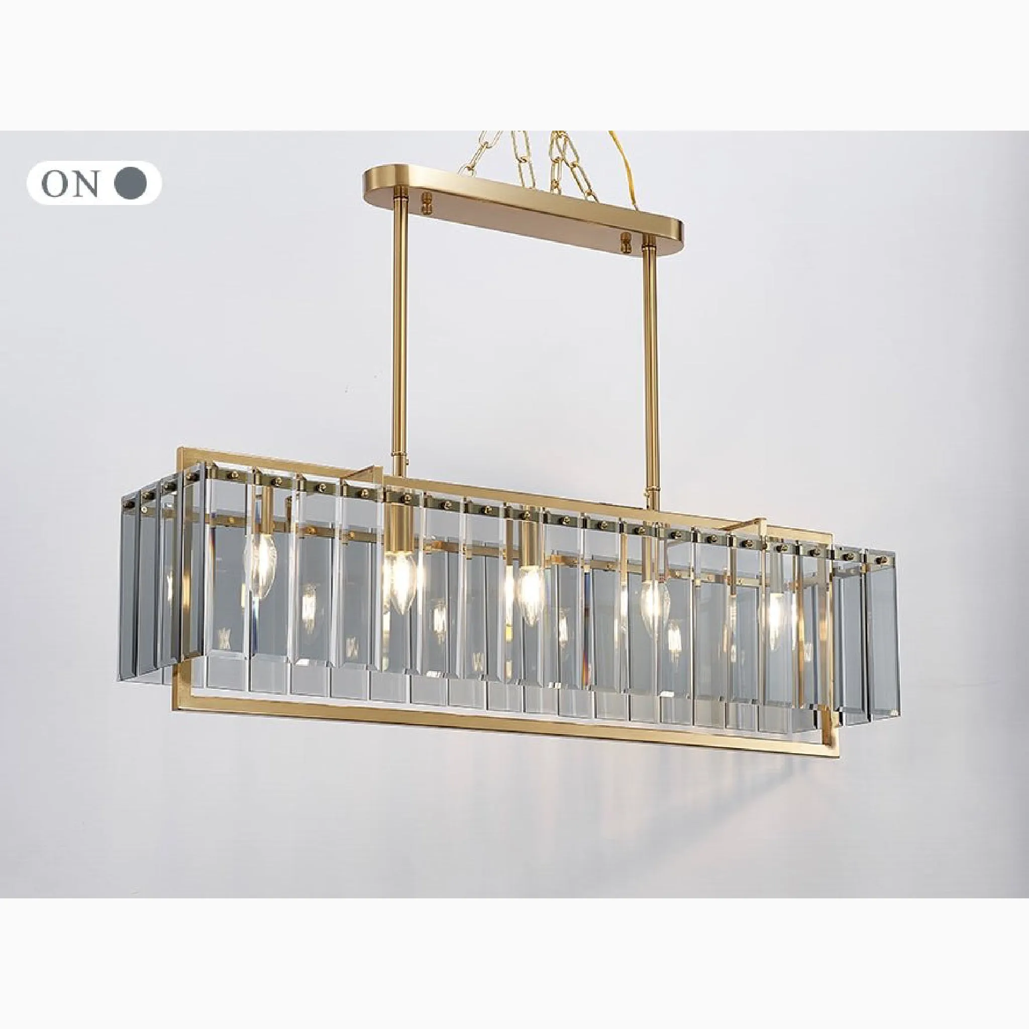 Vielsalm | Luxury Rectangle Gold Frosted Glass Chandelier