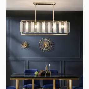 Vielsalm | Luxury Rectangle Gold Frosted Glass Chandelier