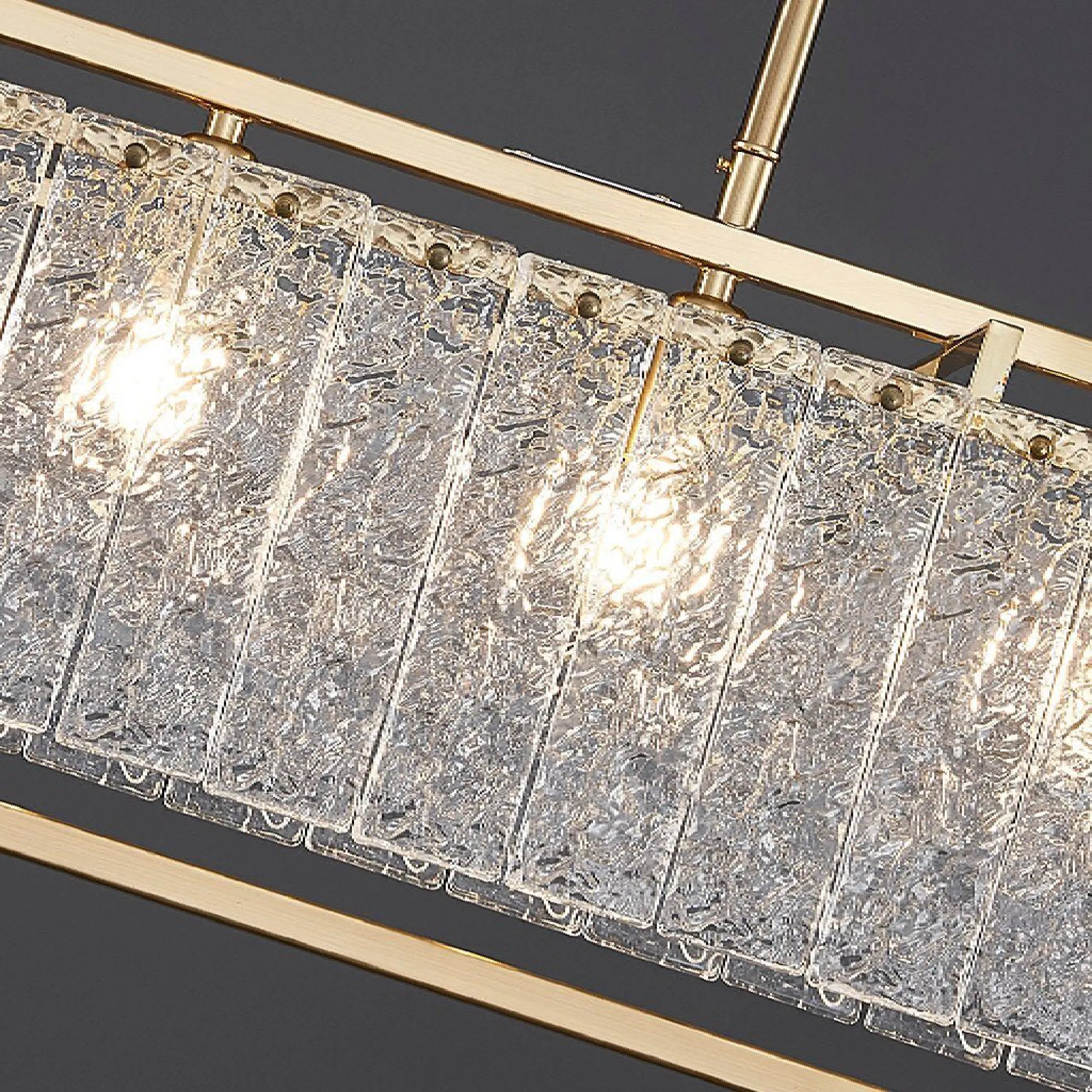 Vielsalm | Luxury Rectangle Gold Frosted Glass Chandelier