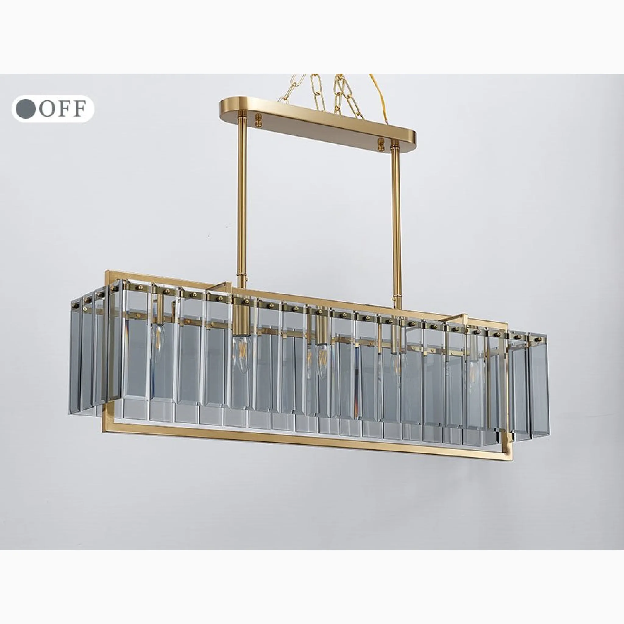 Vielsalm | Luxury Rectangle Gold Frosted Glass Chandelier