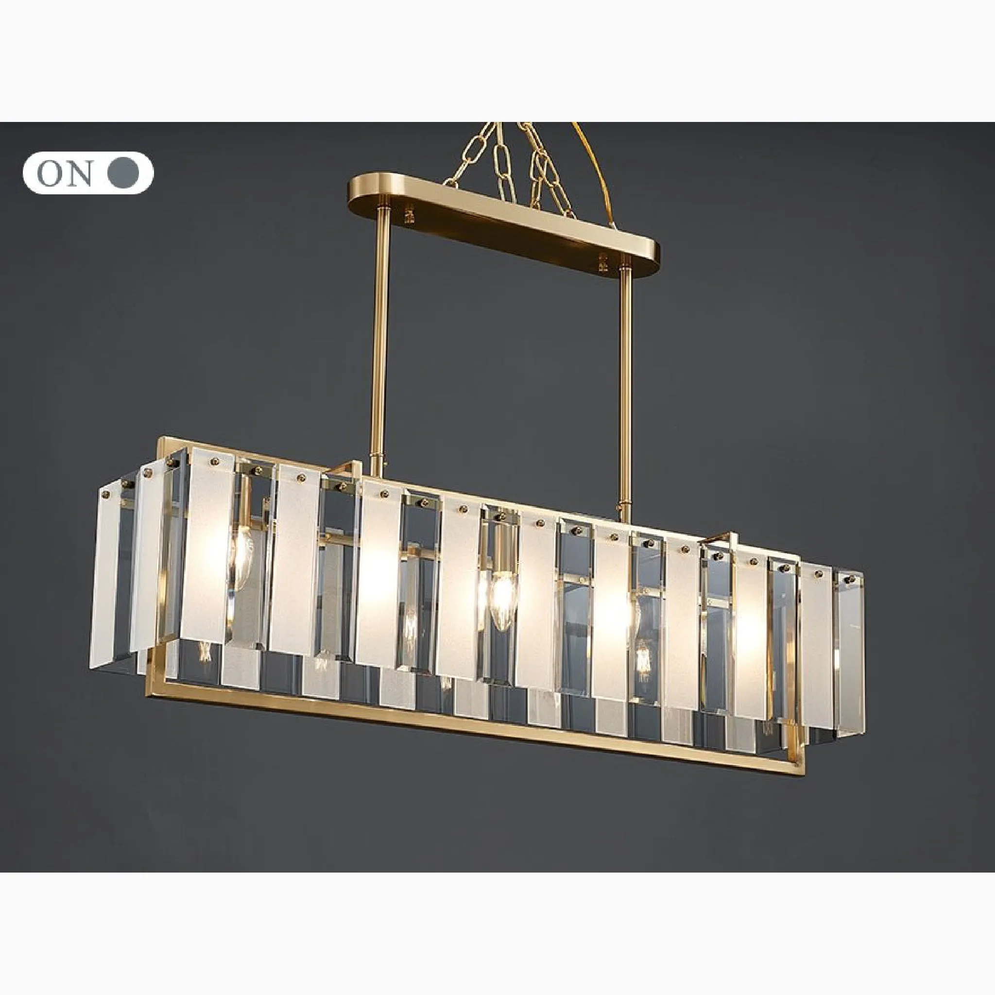 Vielsalm | Luxury Rectangle Gold Frosted Glass Chandelier