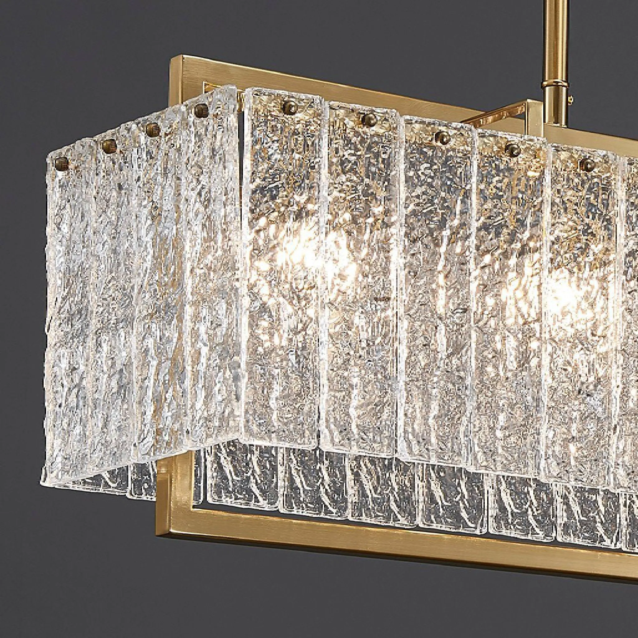 Vielsalm | Luxury Rectangle Gold Frosted Glass Chandelier