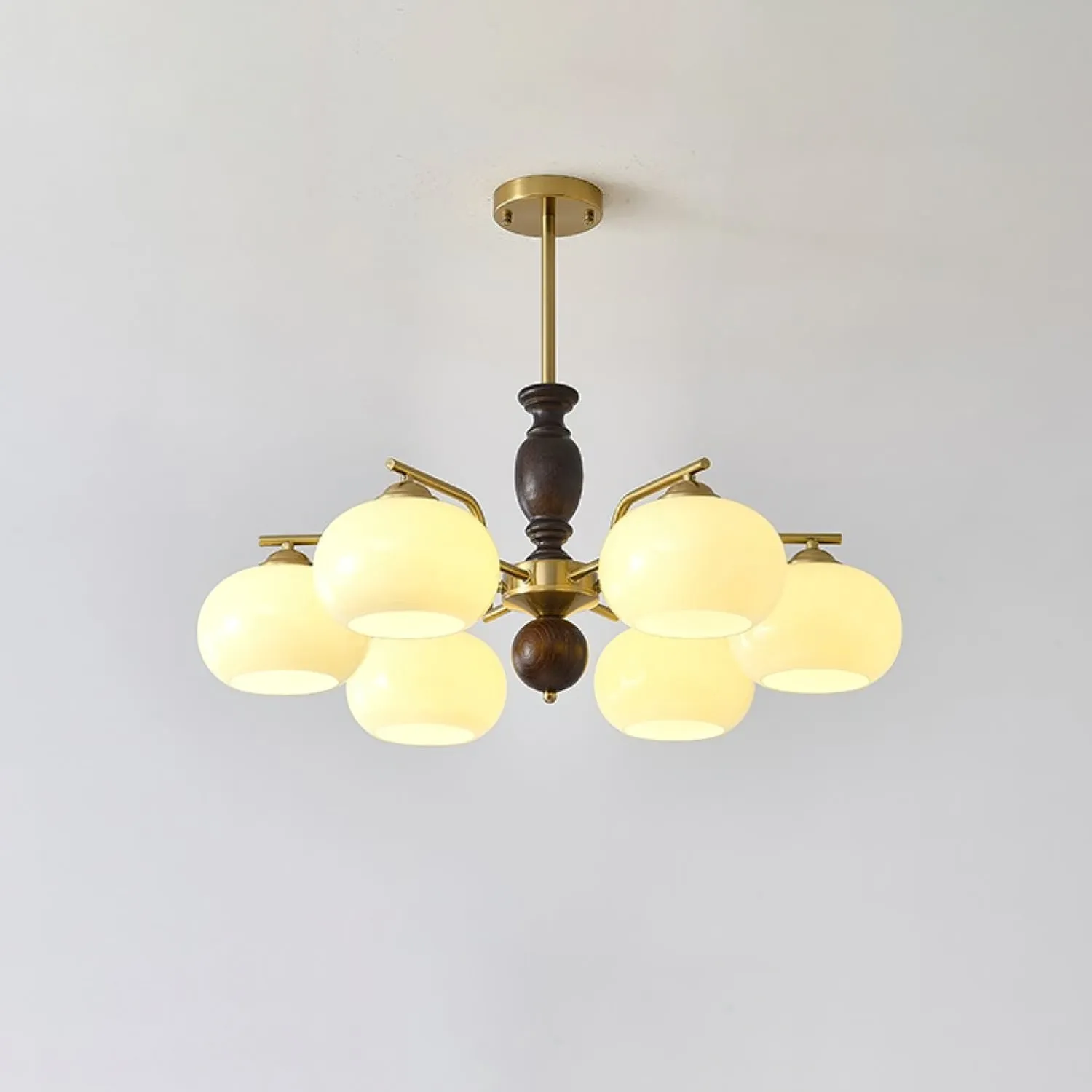 Walnut Beige Orb Chandelier