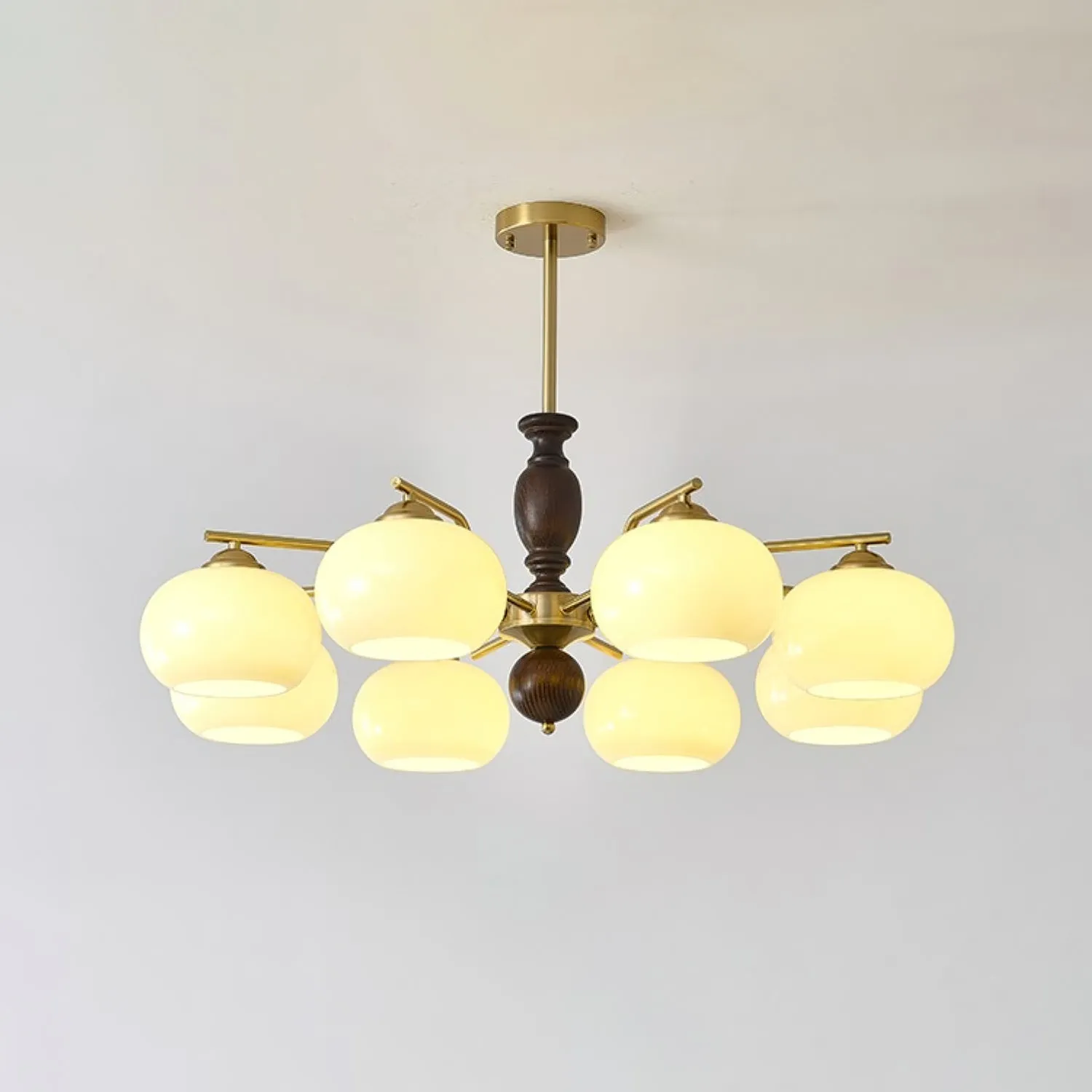 Walnut Beige Orb Chandelier