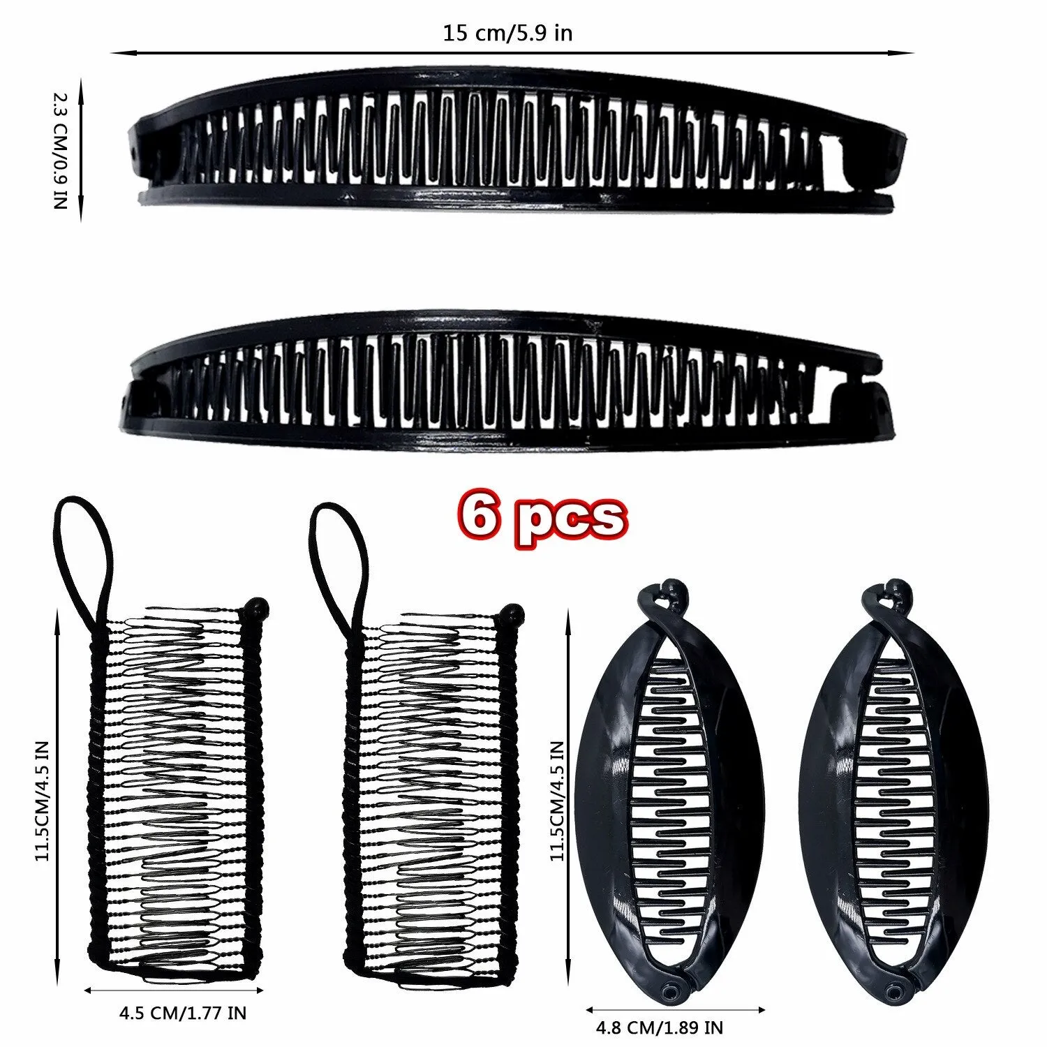 Wenkouban Fish clip set-Banana hair clips Fish hairpin combs Fashion combs Hot style Ponytail Banana clip hair combs Flat clamp for women