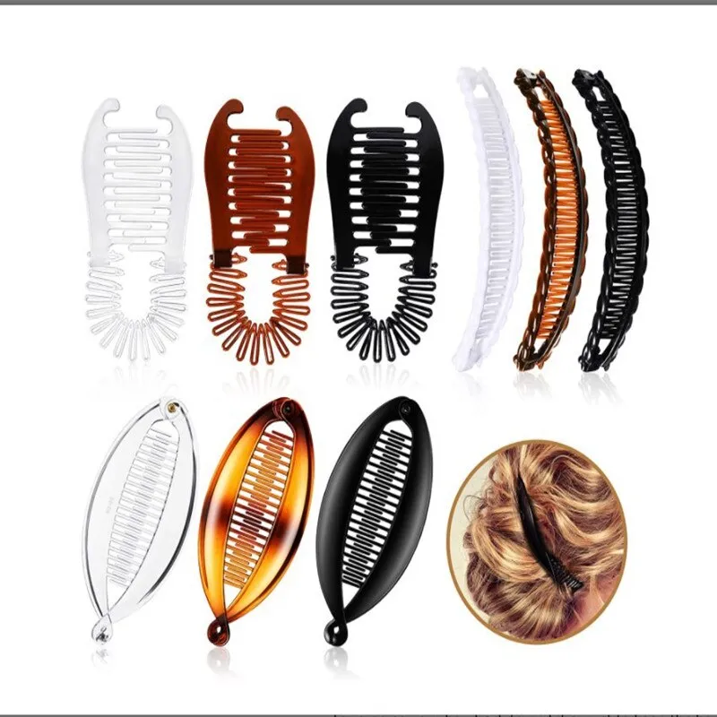 Wenkouban Fish clip set-Banana hair clips Fish hairpin combs Fashion combs Hot style Ponytail Banana clip hair combs Flat clamp for women