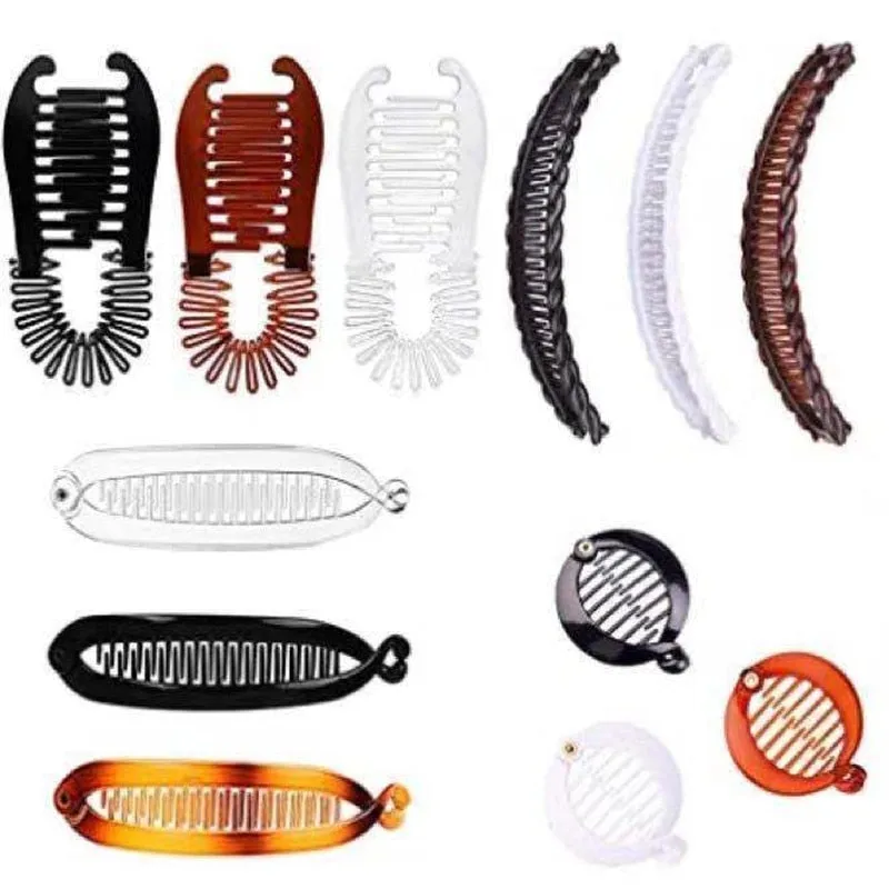 Wenkouban Fish clip set-Banana hair clips Fish hairpin combs Fashion combs Hot style Ponytail Banana clip hair combs Flat clamp for women