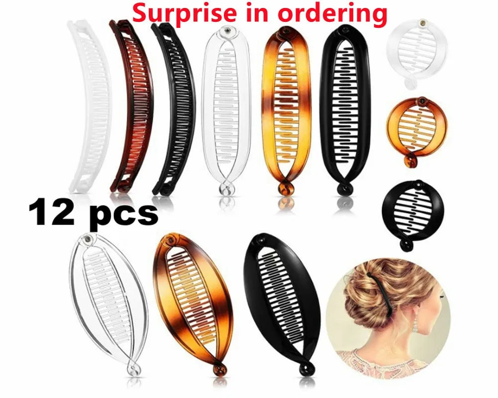 Wenkouban Fish clip set-Banana hair clips Fish hairpin combs Fashion combs Hot style Ponytail Banana clip hair combs Flat clamp for women