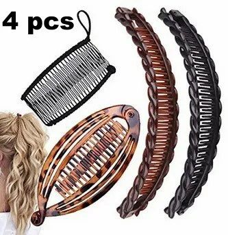 Wenkouban Fish clip set-Banana hair clips Fish hairpin combs Fashion combs Hot style Ponytail Banana clip hair combs Flat clamp for women