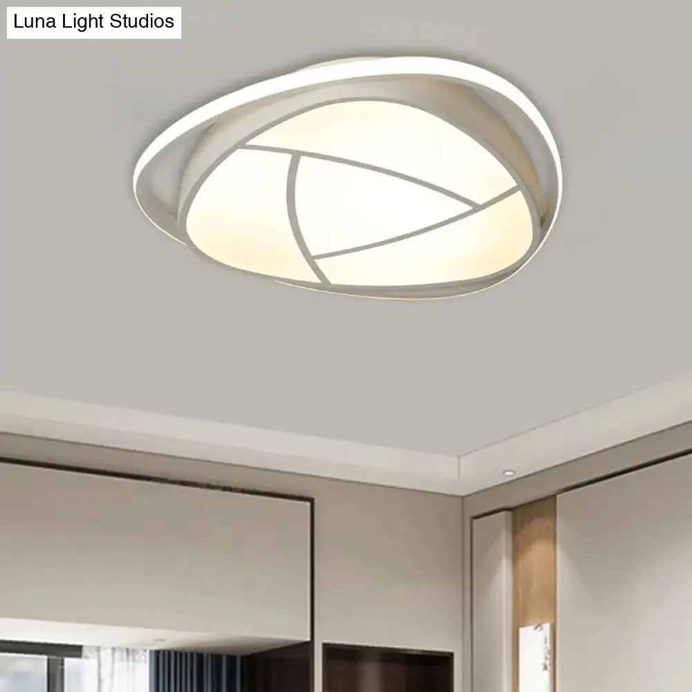 White Metal LED Flush Mount Ceiling Light with Acrylic Shade - Flower Bedroom