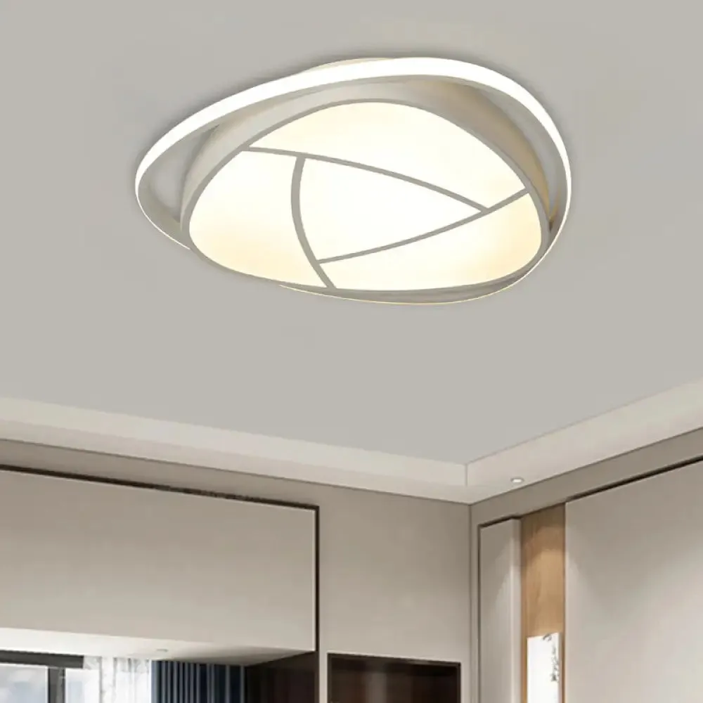 White Metal LED Flush Mount Ceiling Light with Acrylic Shade - Flower Bedroom