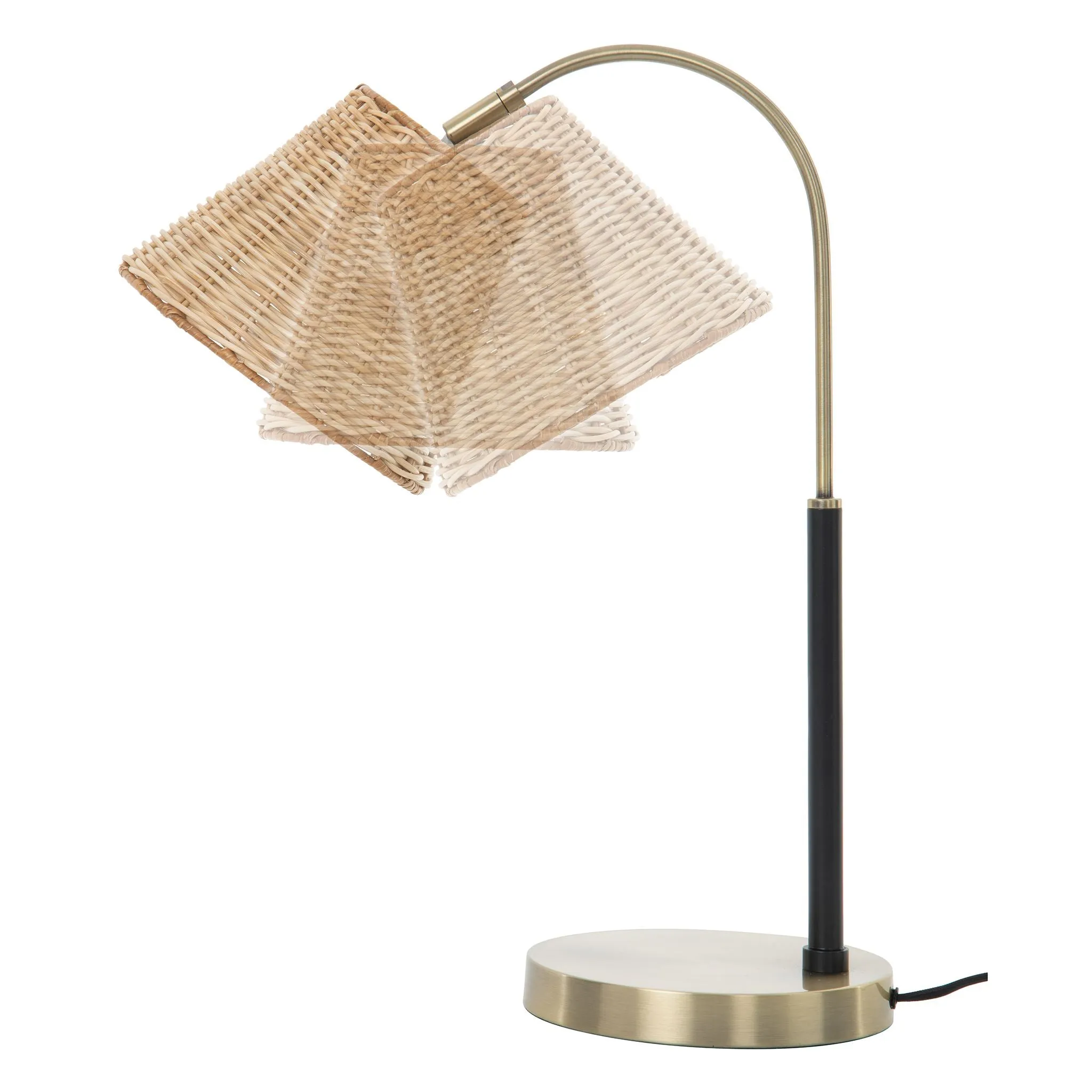 Wicker Pivot Table Lamp - Brass Base, Stylish Home Lighting