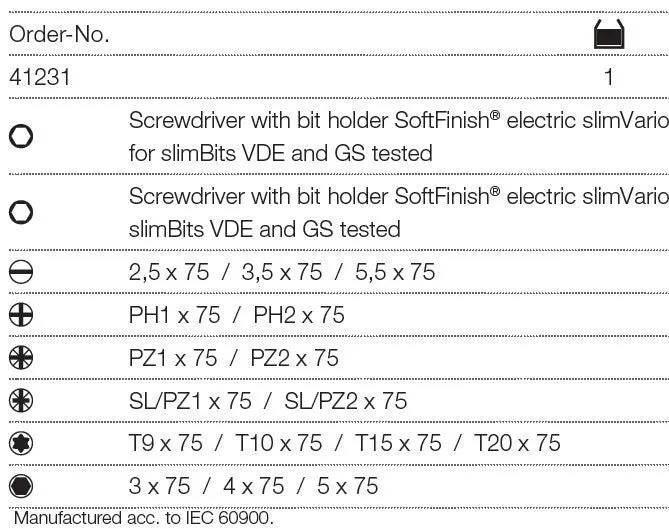 Wiha Screwdriver And Bit Set SlimVario® Screwdriver Mixed In Folding Bag 18pcs