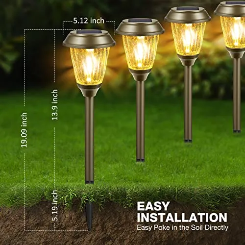 XMCOSY  Outdoor Solar Lights - 6 Pack LED Solar Lights Outdoor Waterproof, 10-25 LM Auto On/Off Glass Decorative Solar Lights for Outside Yard Garden Landscape Driveway Walkway Sidewalk (Warm White)