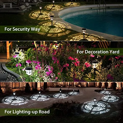 XMCOSY  Solar Pathway Lights, 6 Pack Solar Outdoor Lights, Auto On/Off IP65 Solar Lights Outdoor Waterproof LED Solar Garden Lights Outdoor for Landscape Patio Lawn Driveway Walkway (Warm&Cool White)