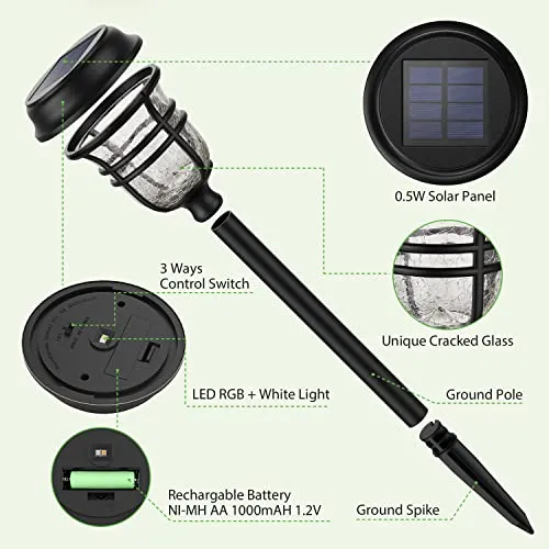 XMCOSY  Solar Pathway Lights, 6 Pack Solar Outdoor Lights, Auto On/Off IP65 Solar Lights Outdoor Waterproof LED Solar Garden Lights Outdoor for Landscape Patio Lawn Driveway Walkway (Warm&Cool White)