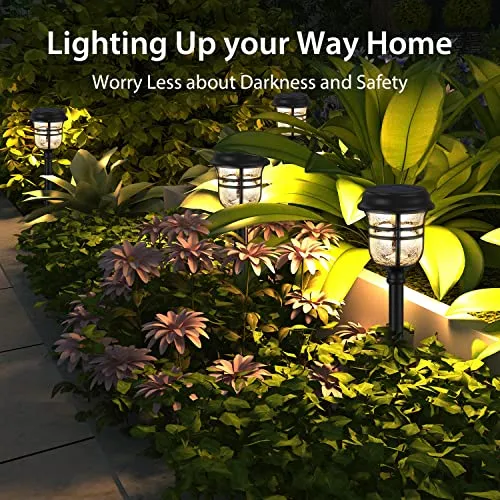 XMCOSY  Solar Pathway Lights, 6 Pack Solar Outdoor Lights, Auto On/Off IP65 Solar Lights Outdoor Waterproof LED Solar Garden Lights Outdoor for Landscape Patio Lawn Driveway Walkway (Warm&Cool White)