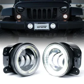 Xprite LED Fog Lights Chrysler 300 (05-10) PT Cruiser (06-10) 4" CREE w/Halo Ring DRL - Blue/Green/Red/White/Amber