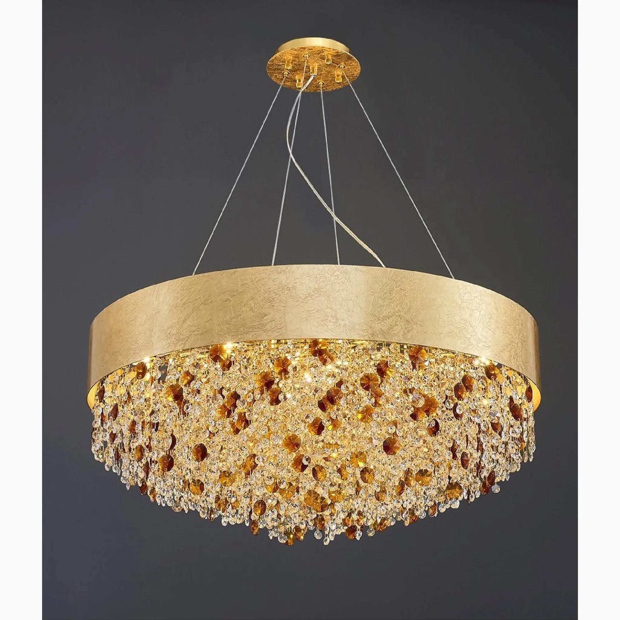 Zeme | Creative Luxury Round Gold Colored Crystal Chandelier