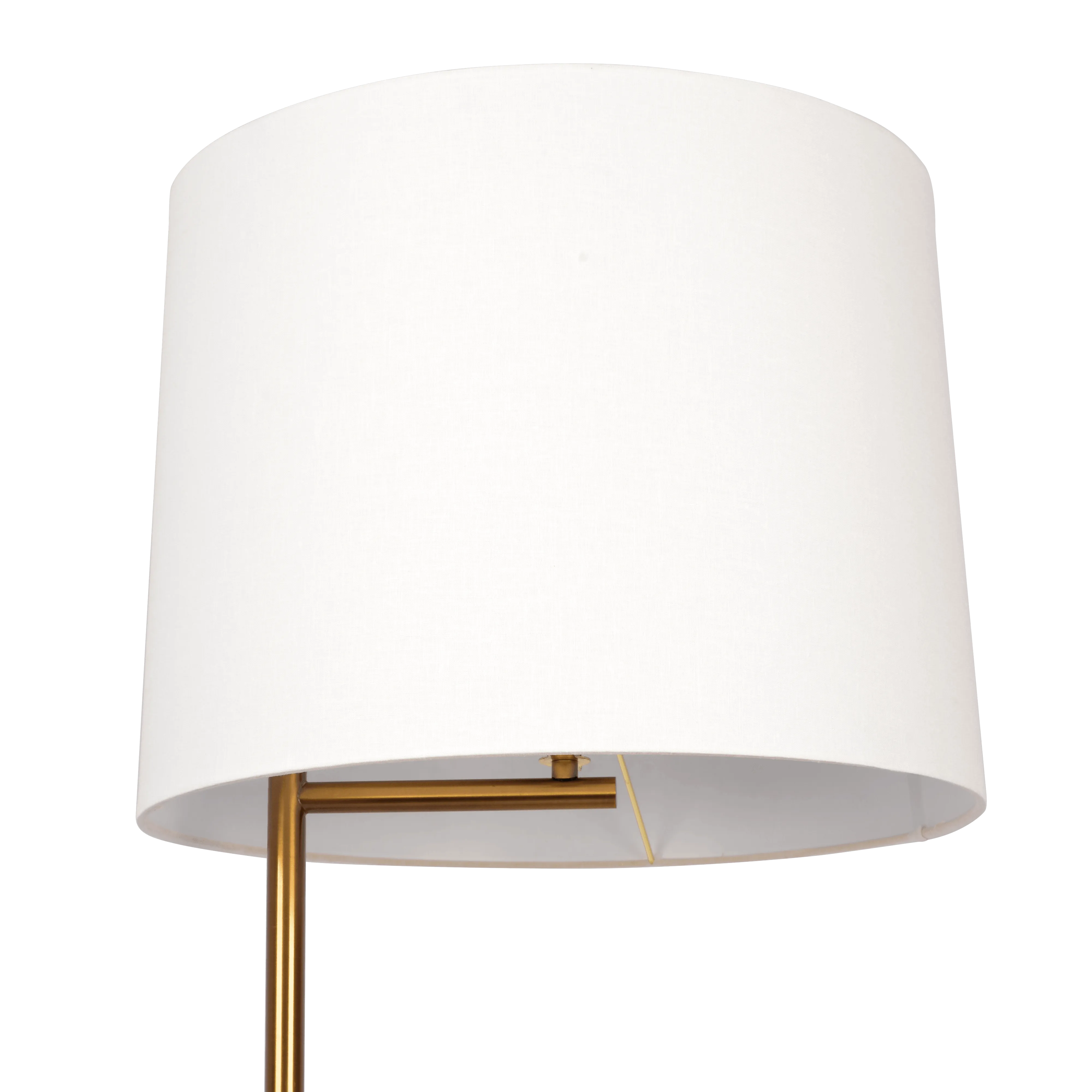 Zenith Offset Brass Base Floor Lamp with Drum-shaped Linen Shade