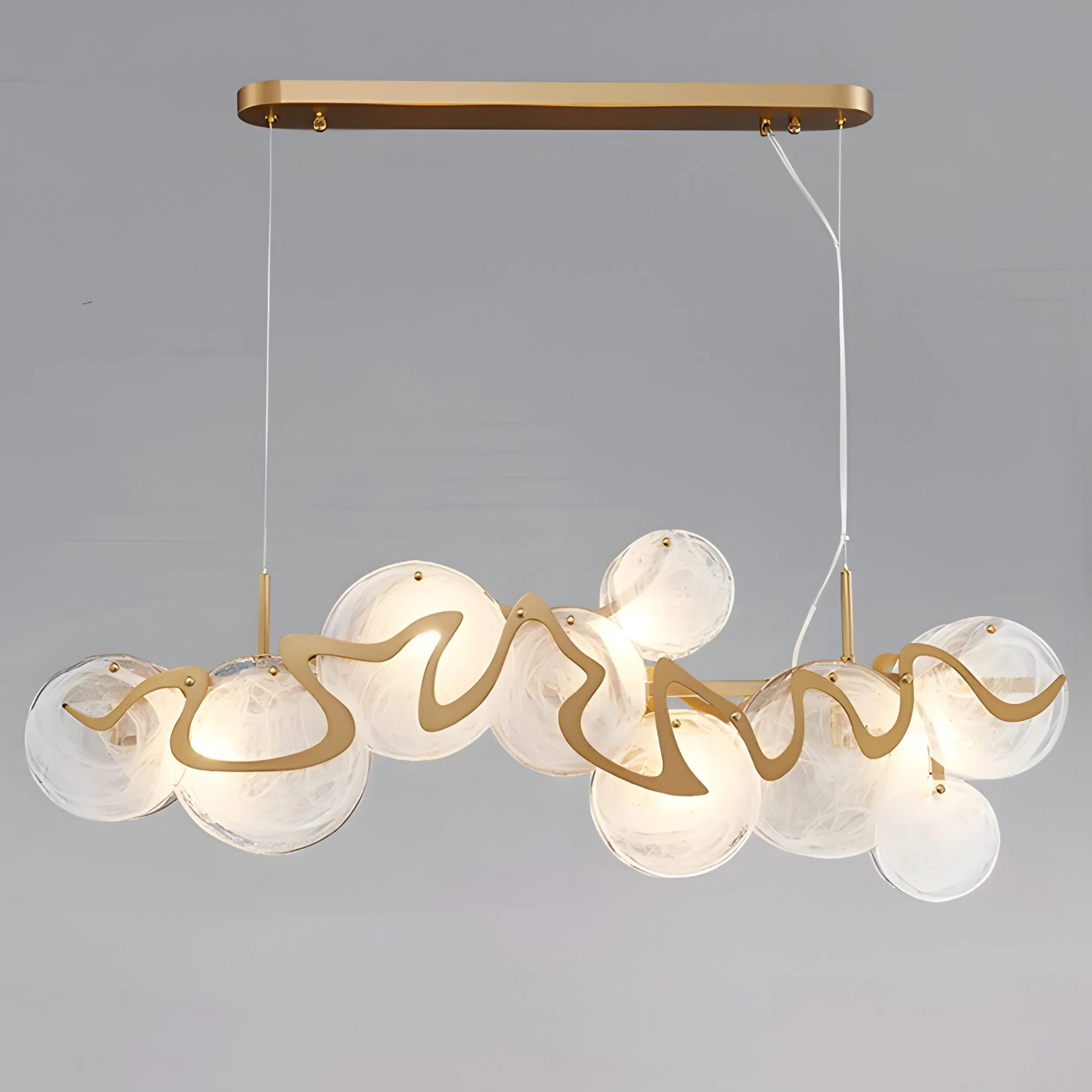 Zero Branco | Modern Creative Gold Glass Rectangle Chandelier