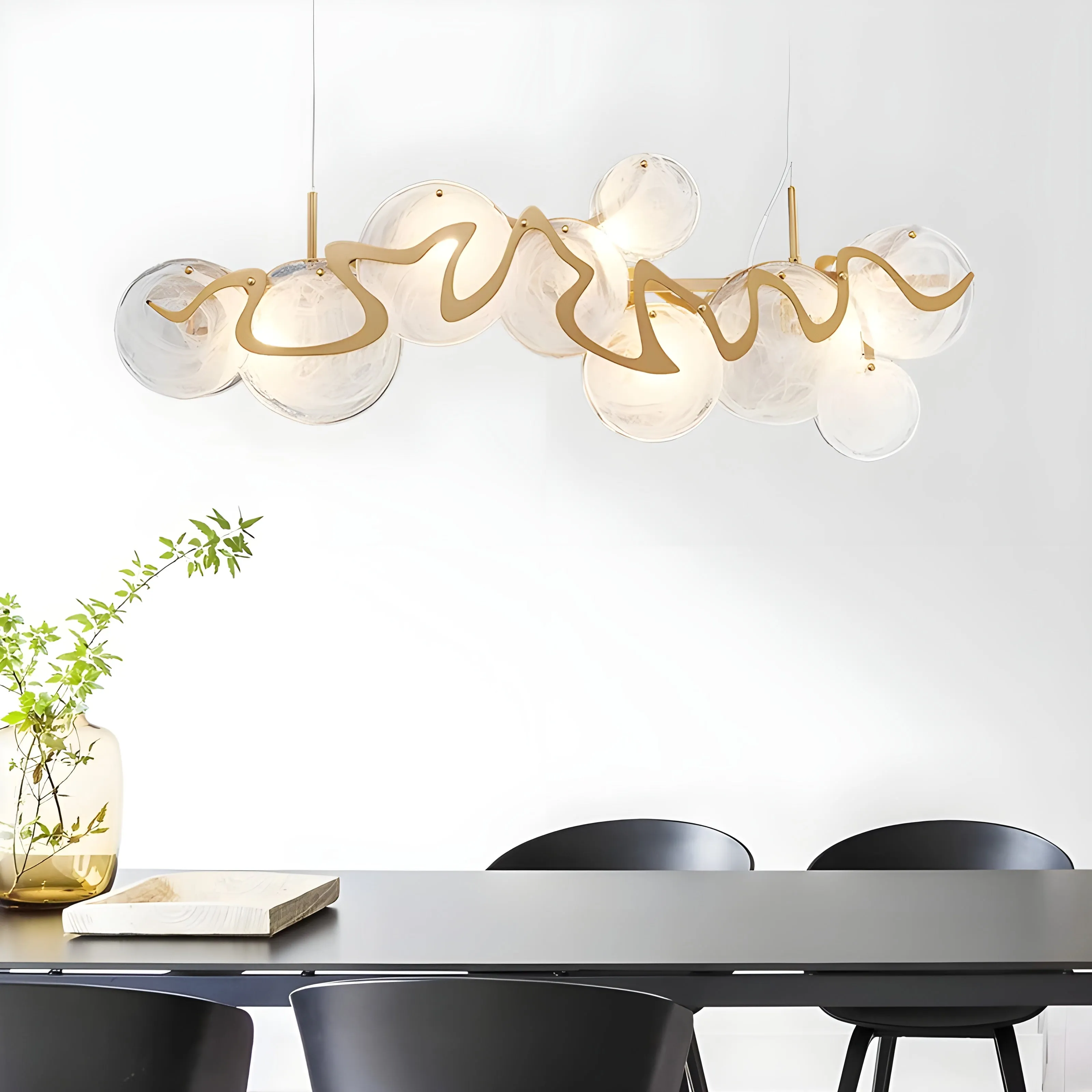 Zero Branco | Modern Creative Gold Glass Rectangle Chandelier